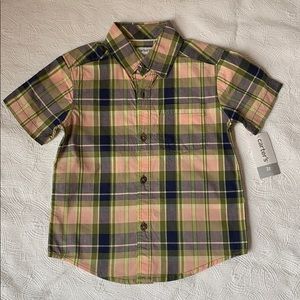 Carter’s short sleeve shirt pink green plaids